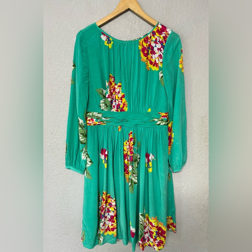 Boden‎ Selina Green Long Sleeve Floral Dress Size 8